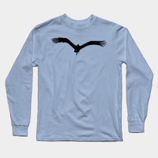 White Stork Bird In Flight Vector Black Silhouette Long Sleeve T-Shirt